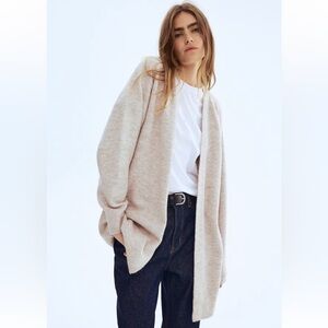 H&M Open-Front Cardigan in Light Beige